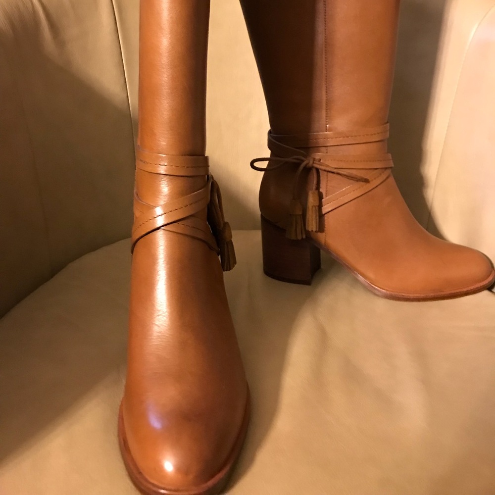 RL tan leather riding boots.